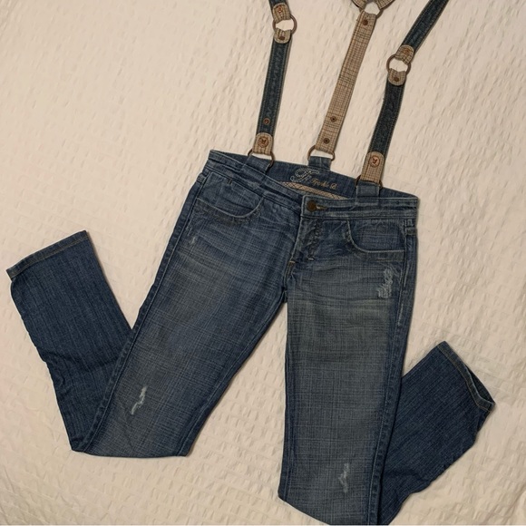 Frankie B hipster suspender jeans Y2K - Picture 2 of 12